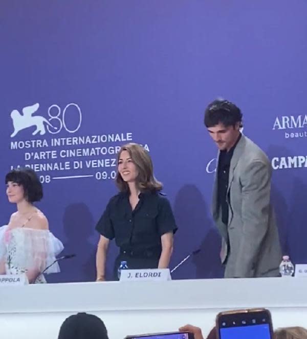 Cailee Spaeny, Sofia Coppola y Jacob Elordi en el Festival de Venecia 2023 (Fuente: Discussing Film)