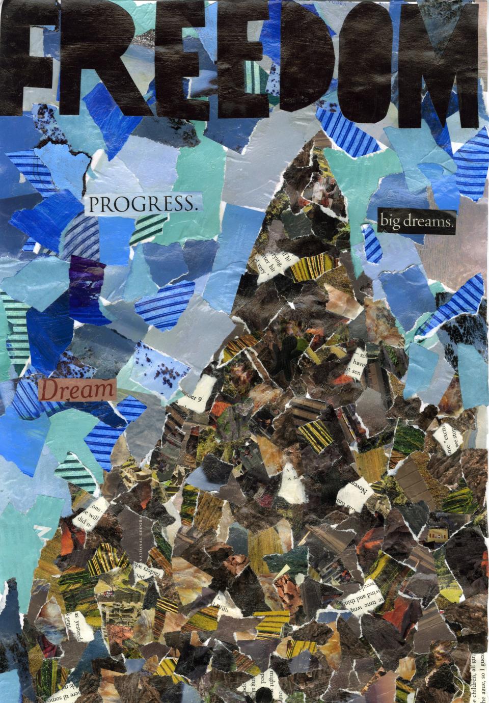 Zoe Van Rite's collage is one of the entries being considered for the poster essay in the category of Grades 4-6. The theme for the 28th Annual Brown County Martin Luther King Jr. Celebration is "Reaching the mountaintop: How do we get there?"