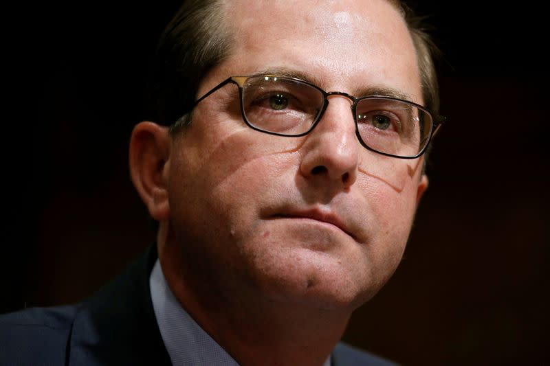 FILE PHOTO: Alex Azar testifies before the Senate Finance Committee on his nomination to be Health and Human Services secretary in Washington