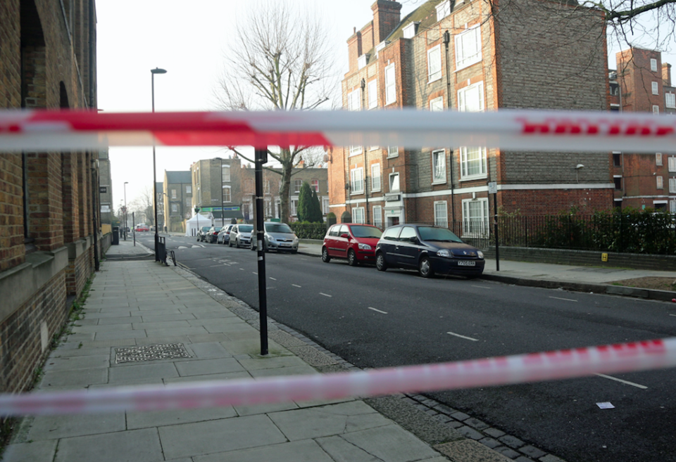 <em>A cordon remains in place at the scene on Bartholomew Road, near the Peckwater Estate (PA)</em>