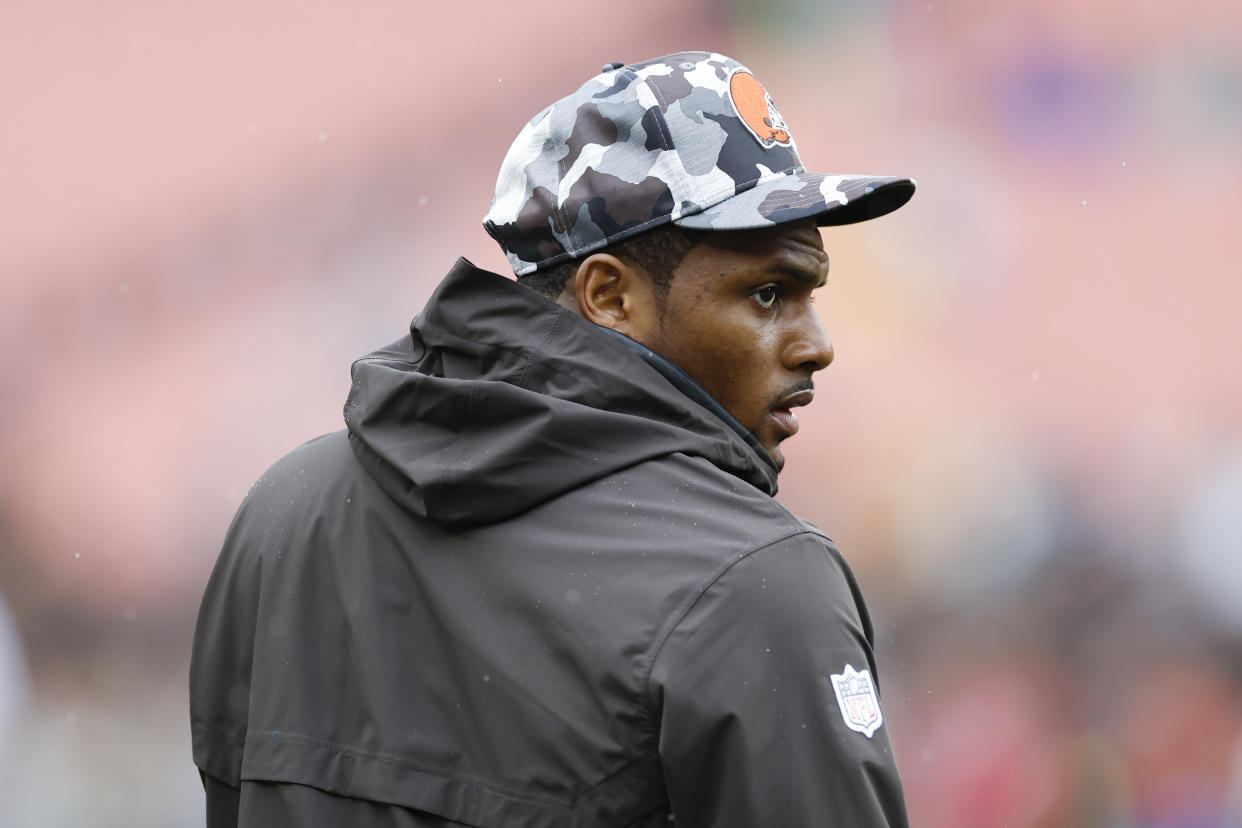 Deshaun Watson is eligible to return to the Cleveland Browns' facility on Monday. Here's what's next in his path back during suspension. (AP Photo/Ron Schwane)