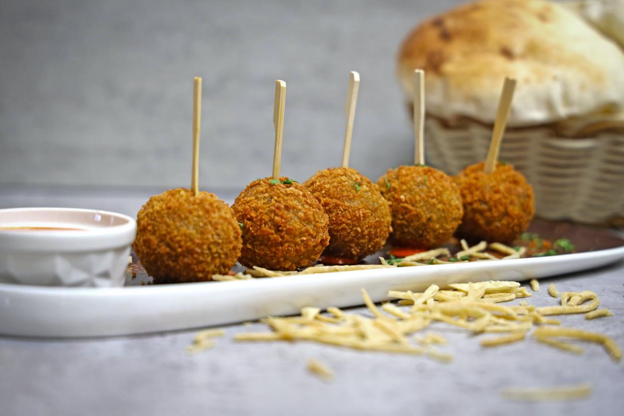 cheese balls with toothpicks
