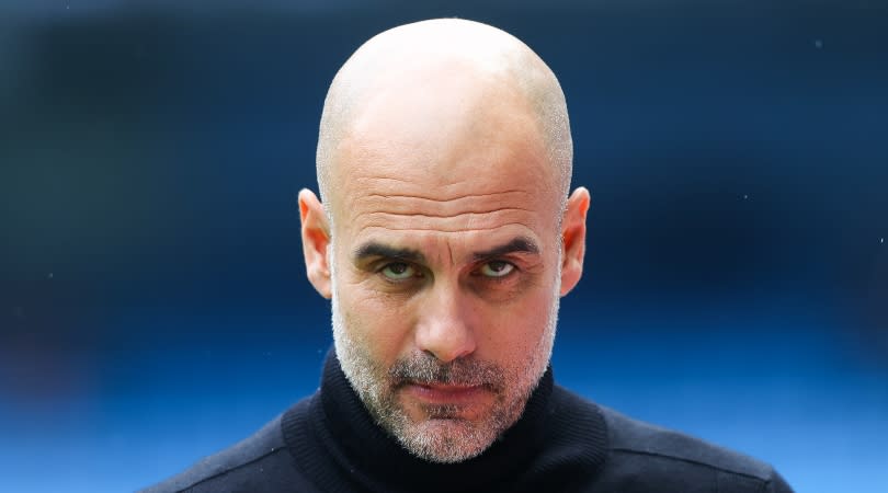   Manchester City manager Pep Guardiola during his side's Premier League win over Leeds in May 2023. 