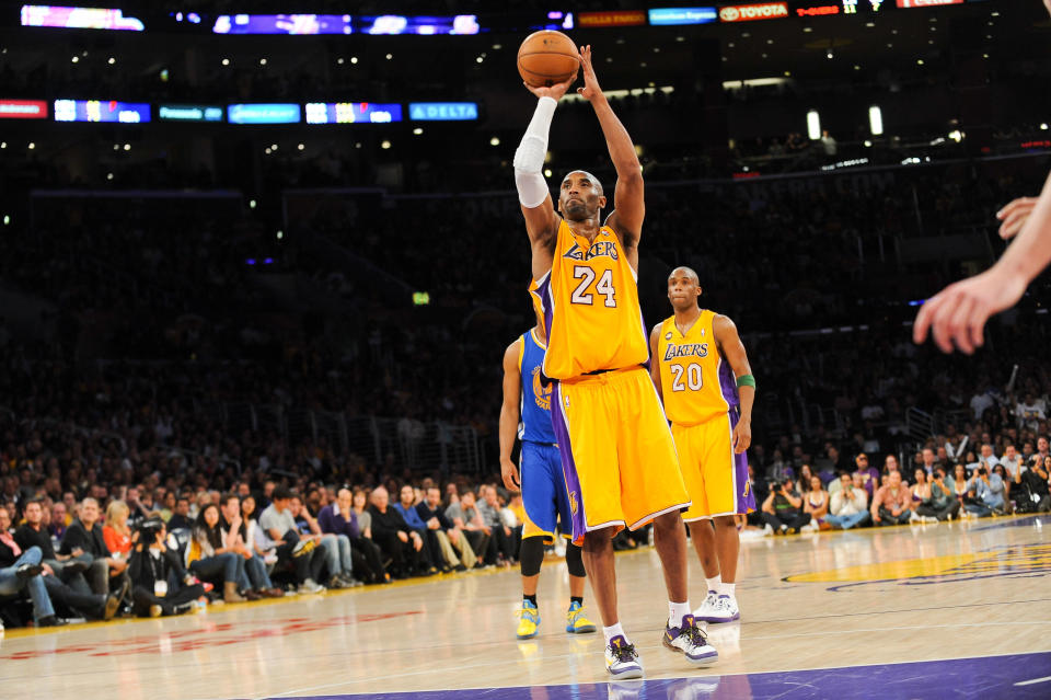 Moments after&nbsp;tearing his Achilles on April 12, 2013, Bryant somehow manages to sink two free throws before leaving the game. Less than 24 hours later, Bryant had season-ending surgery.