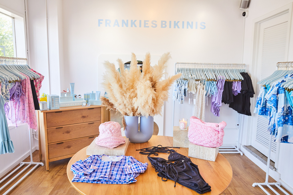 Frankies Bikinis pieces inside Bluestone Lane Coffee’s Montauk coffee shop. - Credit: Courtesy Photo