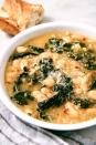 <p>It doesn't get more comforting than this...</p><p>Get the <a href="https://www.delish.com/uk/cooking/recipes/a28784587/vegetarian-kale-soup/" rel="nofollow noopener" target="_blank" data-ylk="slk:Vegetarian Kale Soup;elm:context_link;itc:0;sec:content-canvas" class="link ">Vegetarian Kale Soup</a> recipe.</p>