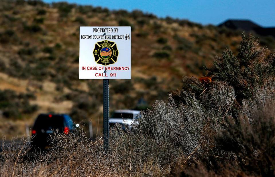 A sign posted on Dallas Road near the city limits of West Richland informs motorists they are entering the area served by Benton County Fire District #4.