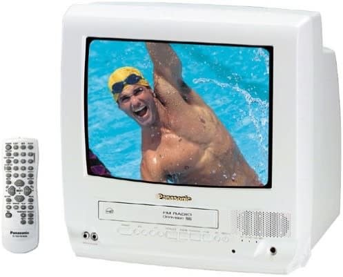 small white TV showing a swimmer