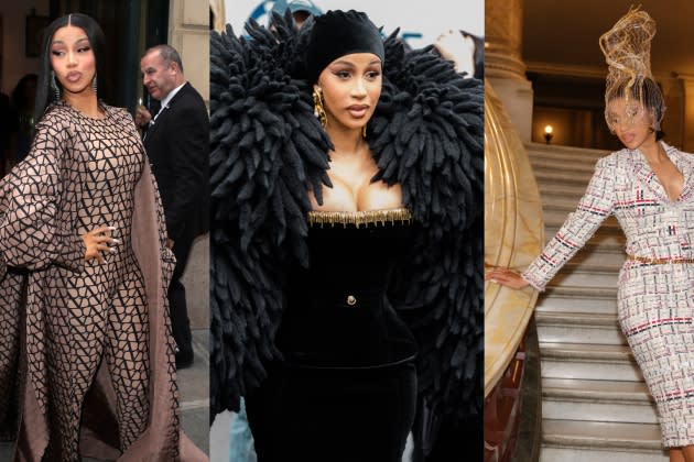 Cardi B Brings Drama to Paris Couture Week in Beaded Heels