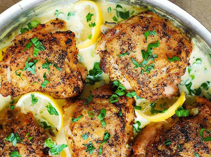 Lemon Pepper Chicken with Creamy Garlic-Lemon Sauce