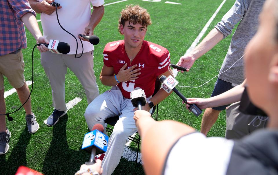 Graham Mertz enters his third year as the starting quarterback for the Wisconsin Badgers in 2022.