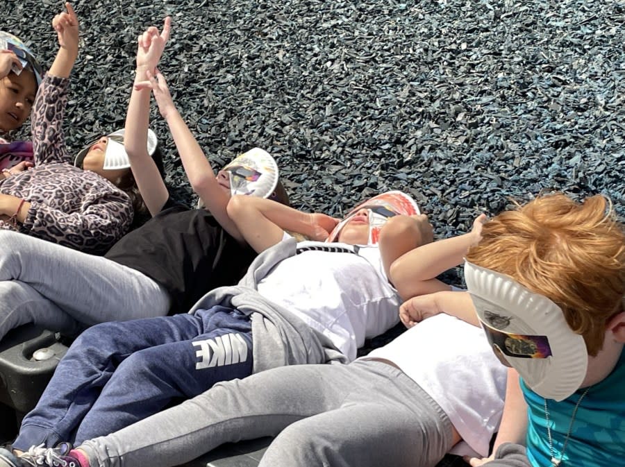 Students viewing the eclipse at McLean Science and Technology Magnet (Courtesy: USD 259)