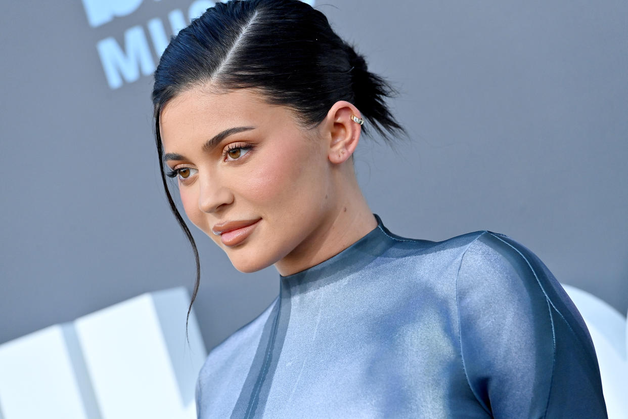 Kylie Jenner has lit up Instagram by sharing a post of her in a naked 'nipple' bikini, pictured at the Billboard Music Awards in May 2022. (Photo by Axelle/Bauer-Griffin/FilmMagic)