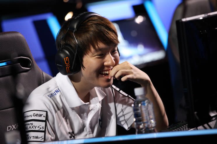 Choi “DanDy” In-kyu while on Samsung Galaxy White at the 2014 World Championship (Riot Games/lolesports)