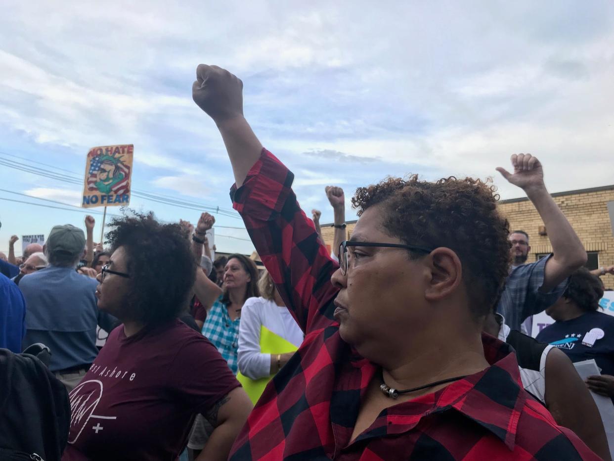 Demonstrators gathered outside the immigrant detention center in Elizabeth, New Jersey, on July 2, 2019, to protest Donald Trump's policies.