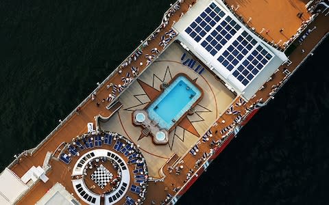 An aerial view of the pool on board the Queen Victoria - Credit: getty
