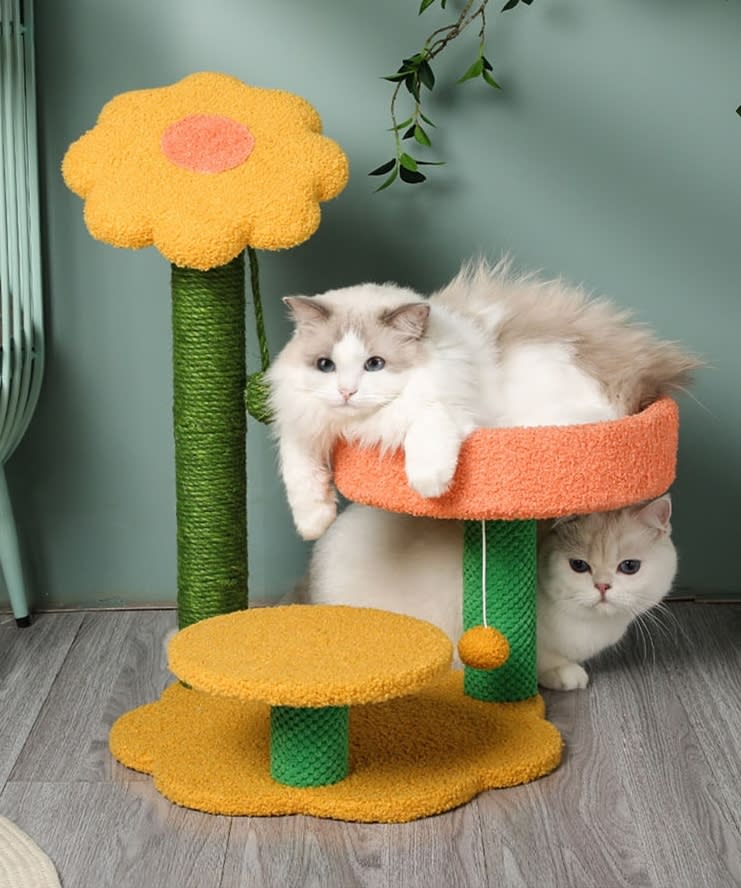 【寵愛有家】太陽花多層貓跳台，造型童趣可愛，限時特價1460元。（圖取自Yahoo奇摩購物中心）