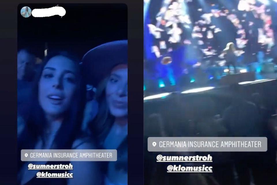 Screenshot from Sumner Stroh Instagram reel at Maroon 5 concert