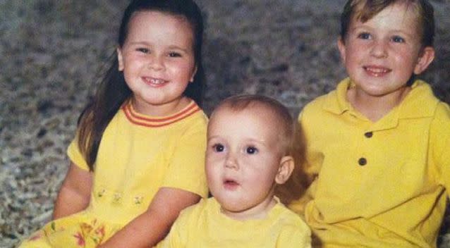 Madeleine Kelly pictured with her late brothers Stuart and Thomas. Source: Facebook