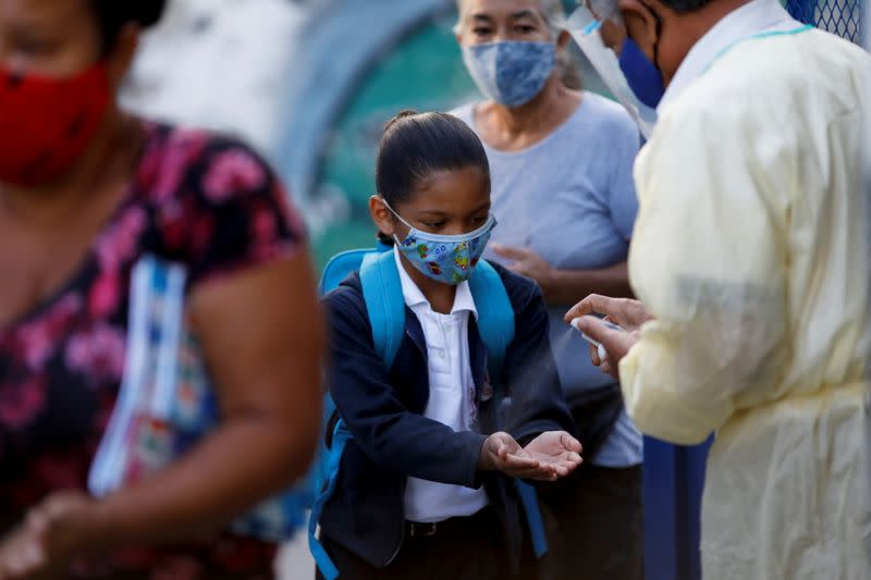 Venezuelan students return to school after COVID-19 closures, in Caracas