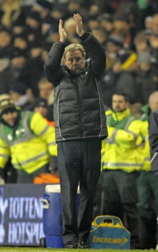 Tottenham Hotspur manager Harry Redknapp during a Premier League match on February 11. Redknapp has made it clear that finishing above Arsenal and Chelsea would be a major achievement