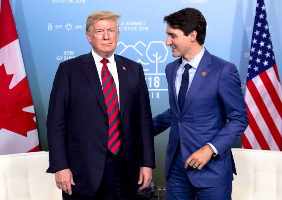 <em>Trump directed his ire at Canadian prime minister Justin Trudeau (Rex)</em>