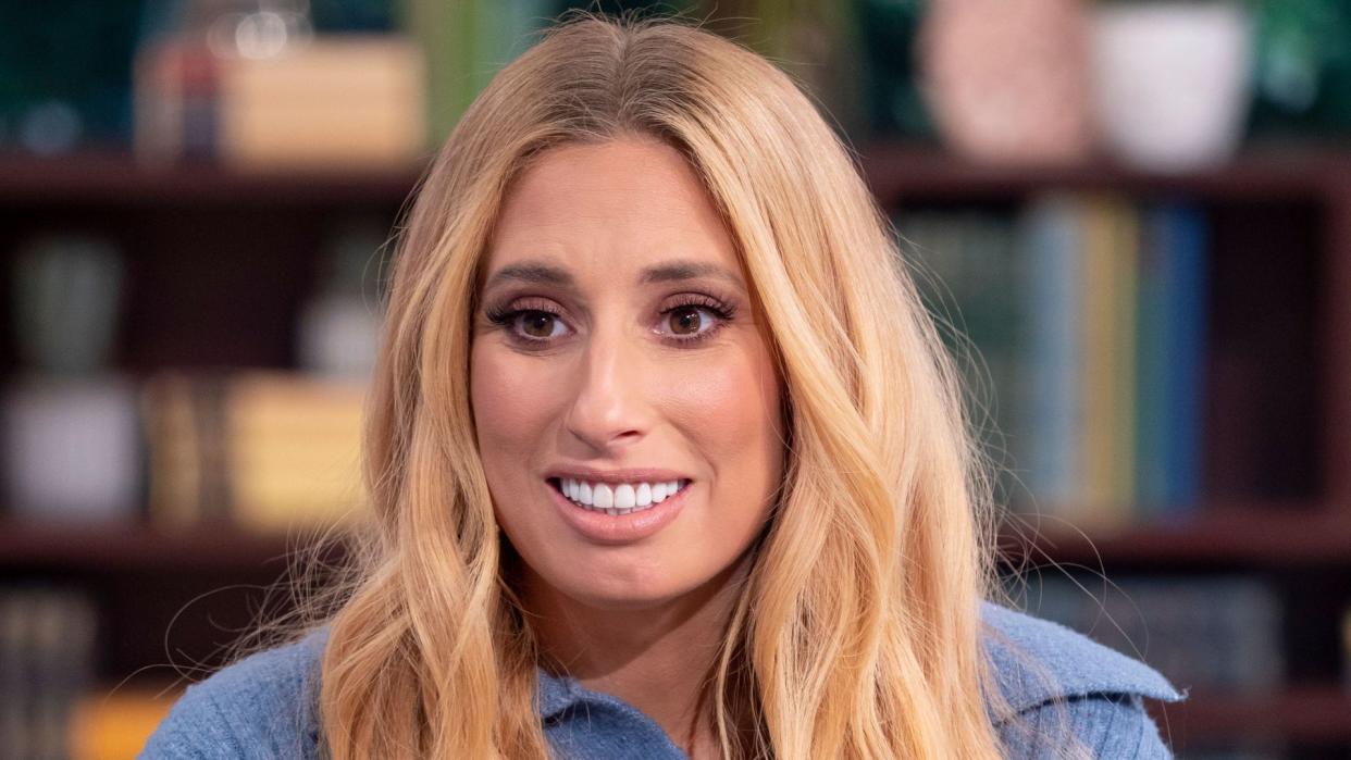 Stacey Solomon in blue jumper