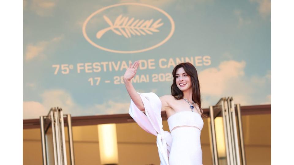 Anne Hathaway attends the screening of "Armageddon Time" during the 75th annual Cannes film festival at Palais des Festivals in 2022