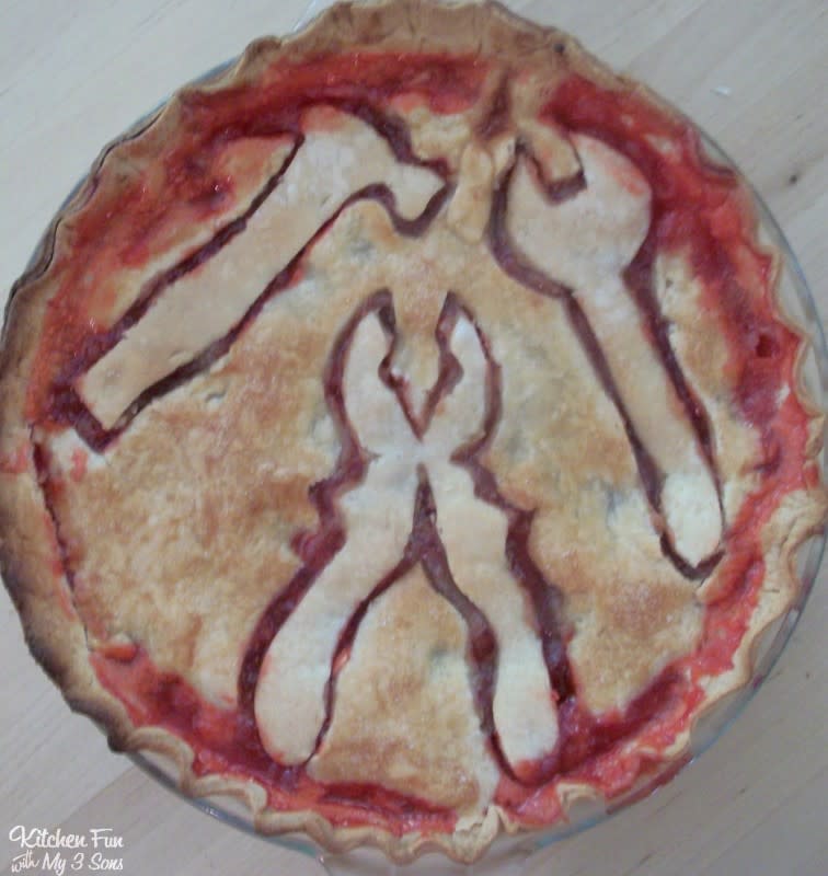 <p>Kitchen Fun With My 3 Sons</p><p>Nothing says manly pie like a tool-covered crust.</p><p><strong>Get the recipe: <a href="https://kitchenfunwithmy3sons.com/vons-guy-pie-for-daddy/" rel="nofollow noopener" target="_blank" data-ylk="slk:Guy Pie;elm:context_link;itc:0;sec:content-canvas" class="link ">Guy Pie</a></strong></p>