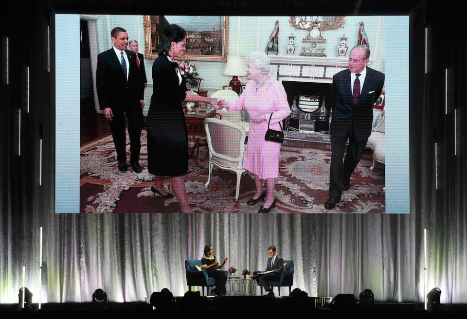 Mrs Obama recalled a meeting with the Queen during the interview (Picture: PA)