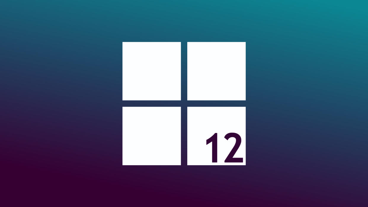  Windows 12 concept logo on gradient background. 