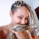 Box braids can work for multiple hair lengths. Jada Pinkett Smith shows us how it's done with these bleach blonde box braids on her mohawk. To switch up the look, try wrapping them into a bun. You can even pull them into a larger braid if you're feeling extra adventurous.