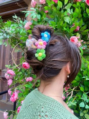 Hand-crocheted floral hair clips that will make you happy just looking at them