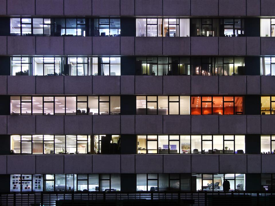 Late night office working Hong Kong