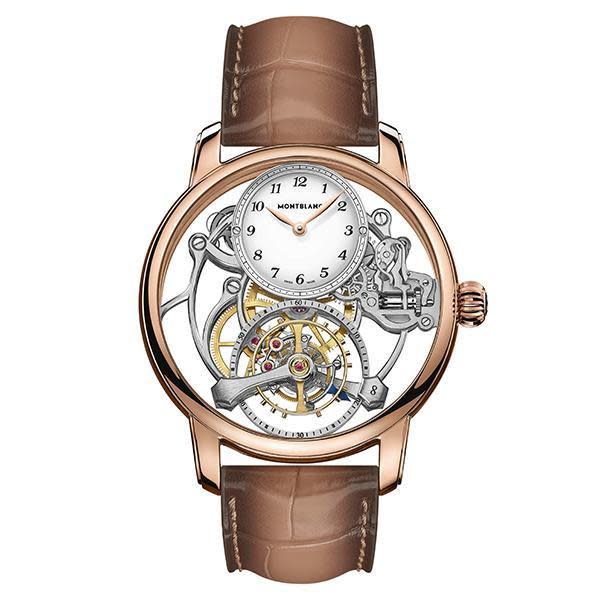 MONTBLANC Star Legacy Exo Tourbillon Skeleton LE8 | 錶徑44mm／18K玫瑰金材質／時間指示、陀飛輪裝置／MB M18.69手上鏈機芯／防水約30米／限量8只／建議售價約NT$4,196,500