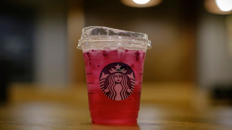 pink drink in Starbucks cup