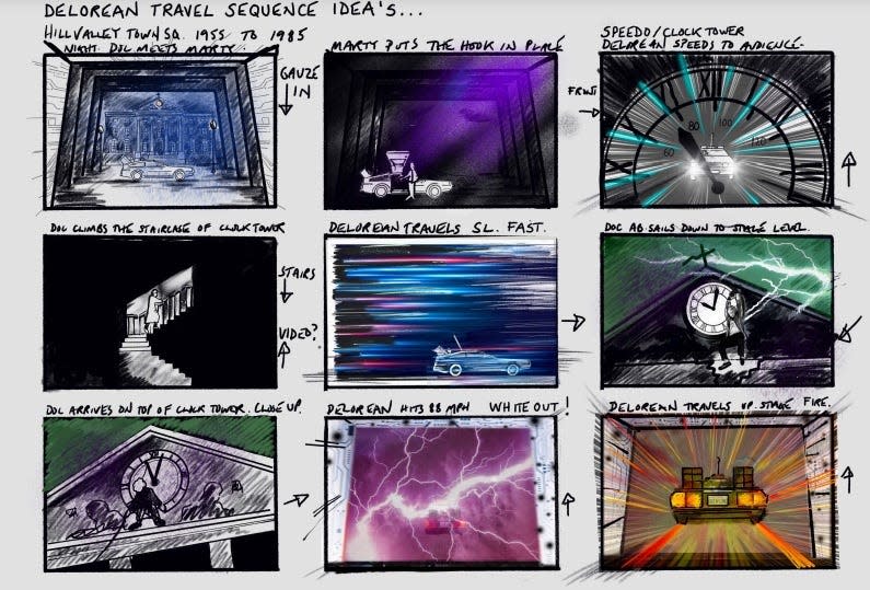 Sketches of plans for "Back to the Future: The Musical."