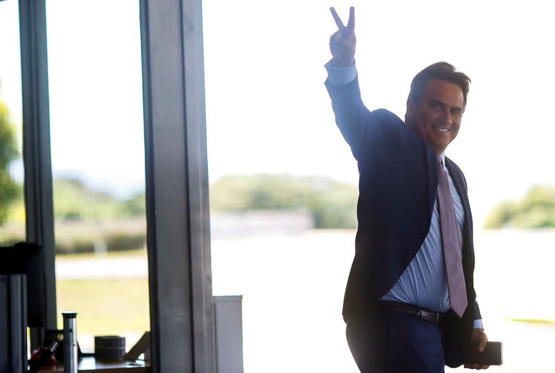 FILE PHOTO: Brazilian Senator Ciro Nogueira gestures after meeting at the Planalto Palace in Brasilia