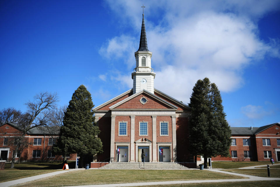 Outside the HuffPost Heartland Forum at Buena Vista University in Storm Lake, Iowa, on March 30, 2019