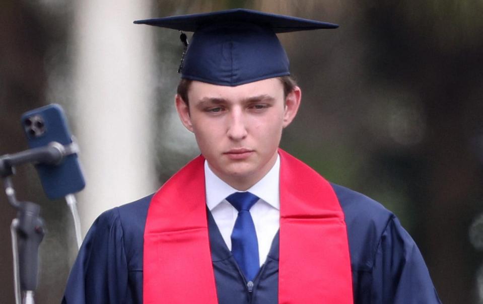 Barron Trump collected his diploma from Oxbridge Academy in West Palm Beach, Florida