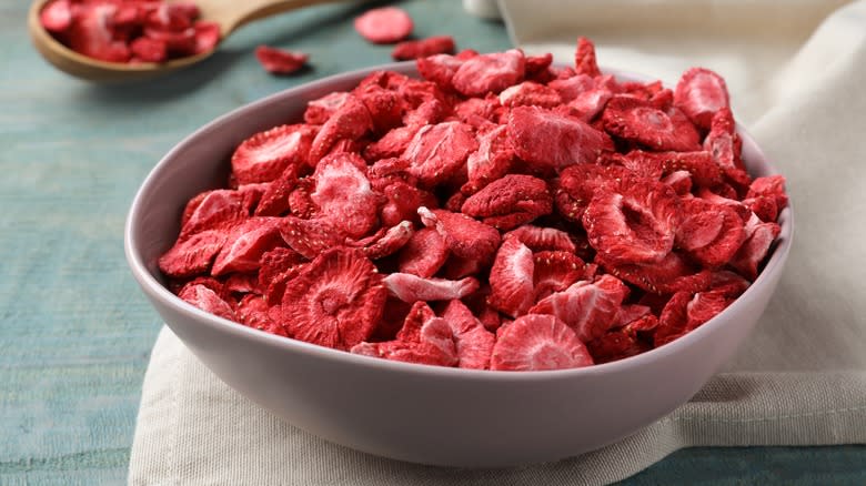 bowl of dried strawberries