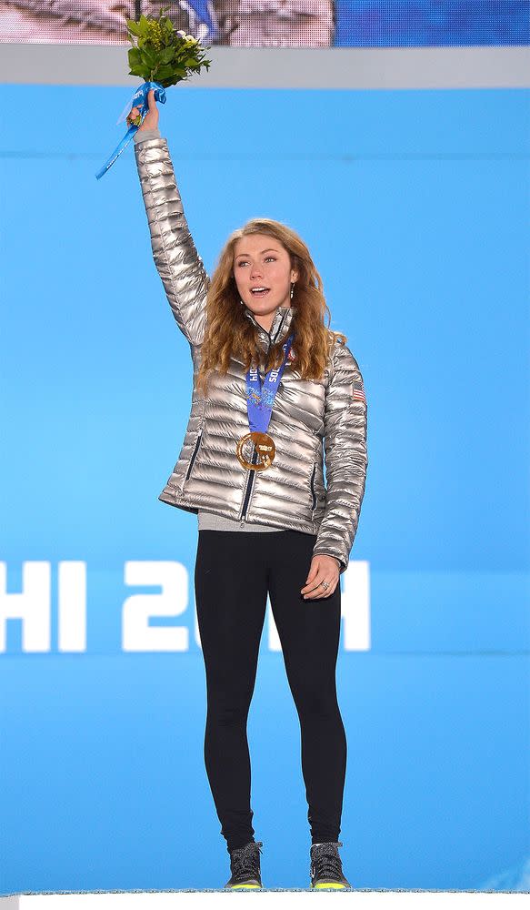 Mikaela Shiffrin after her gold medal win at the 2014 Winter Olympics