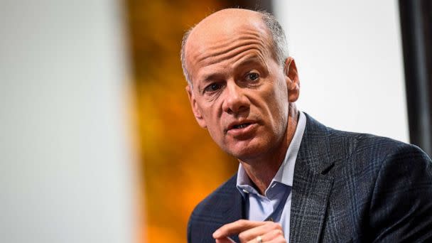 PHOTO: Greg Becker, President and CEO of Silicon Valley Bank (SVB), speaks during the Milken Institute Global Conference in Beverly Hills, Calif., May 3, 2022. (Patrick T. Fallon/AFP via Getty Images, FILE)