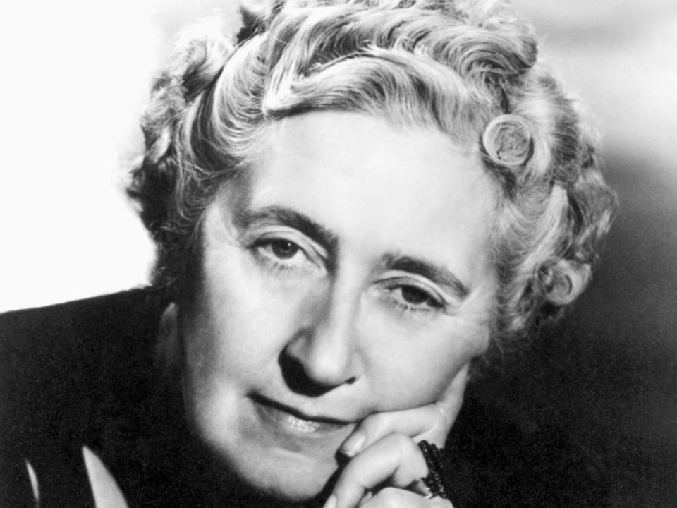 Agatha Christie closeup with hand supporting head.