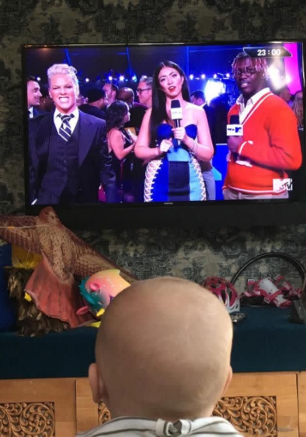 Pink and Carey's son Jameson watched from home! Source: Instagram