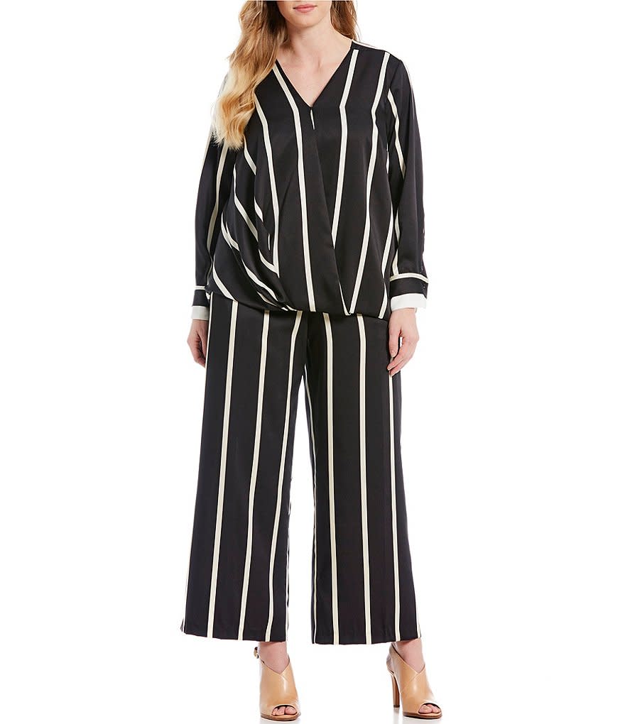 Vince Camuto Dramatic Stripe Wrap Blouse and Pants (Photo: Dillard’s)