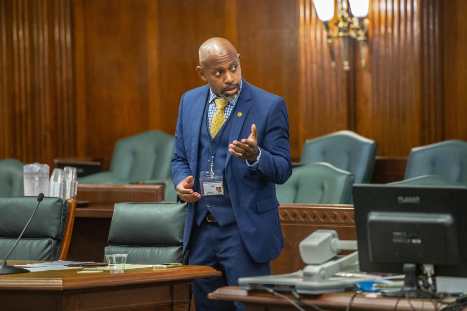 North Carolina Assistant District Attorney Jorge Redmond, seen here in 2022 in Buncombe County Court, serves as chair of the Juvenile Crime Prevention Council.