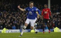 Football Soccer Britain - Everton v Manchester United - Premier League - Goodison Park - 4/12/16 Everton's Leighton Baines celebrates scoring their first goal Reuters / Andrew Yates Livepic