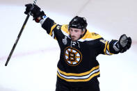 BOSTON, MA - JUNE 08: Brad Marchand #63 of the Boston Bruins celebrates after scoring a goal in the second period against Roberto Luongo #1 of the Vancouver Canucks during Game Four of the 2011 NHL Stanley Cup Final at TD Garden on June 8, 2011 in Boston, Massachusetts. (Photo by Jim Rogash/Getty Images)