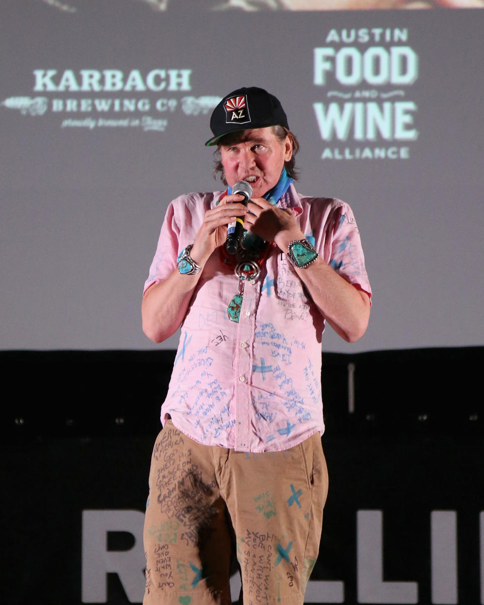 AUSTIN, TEXAS - SEPTEMBER 01:  Val Kilmer who played Iceman in the film, introduces a special screening of Top Gun at Camp Mabry on September 1, 2019 in Austin, Texas.  (Photo by Gary Miller/Getty Images)